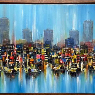 Tranh nghệ thuât acrylic! Tác phẩm nghệ thuật phố cổ hội an