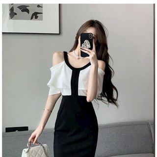 ĐẦM BODY NỮ KHOÉT VAI PHỐI BÈO CAO CẤP