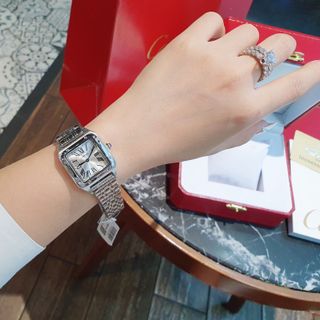 ĐÔNG HỒ NAM NỮ TRUNG CẤP CATIE MẶT VUÔNG DÂY THÉP MÀU BẠC