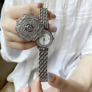 ĐỒNG HỒ NỮ CHÍNH HÃNG SCOTI DÂY THÉP MẶT HOA MỞ NẮP FULL ĐÁ