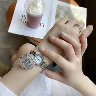 ĐỒNG HỒ NỮ CHÍNH HÃNG SCOTI DÂY THÉP MẶT HOA MỞ NẮP FULL ĐÁ