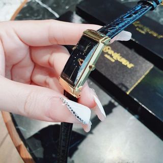 ĐỒNG HỒ NỮ SIÊU CẤP CẤP MỚI NHẤT YvS L DÂY DA MẶT CHỮ NHẬT MÁY THUỴ SỸ