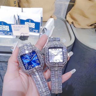 ĐỒNG HỒ NAM TRUNG CẤP CATIE VUÔNG FULL HỘT