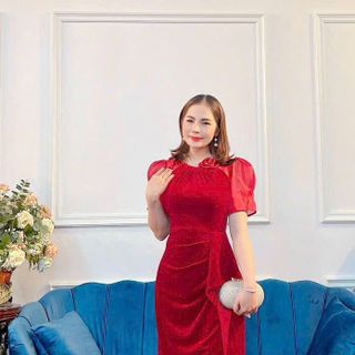 Đầm cổ yếm kết bông cườm thiết kế sang trọng hàng cao cấp