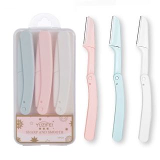 Set 3 Dao Cạo Lông Mày An Toàn Chống Trầy - Bộ Dao Cạo Có Thể Gập Lại Kèm Lưỡi Thay Đa Năng