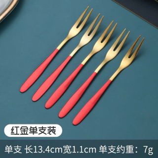 5 Miếng 5 Inch Thép Không Gỉ Sang Trọng Tinh Tế Nĩa Trái Cây Món Tráng Miệng Nĩa Hai Răng Màu Xanh Đậm