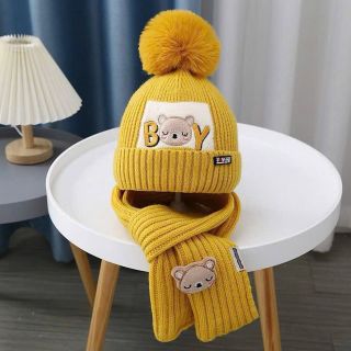 Mũ trẻ em mũ kèm khăn quàng cổ dành cho bé từ 1 đến 6 tuổi, mũ kèm khăn cổ ấm áp mùa đông cho bé