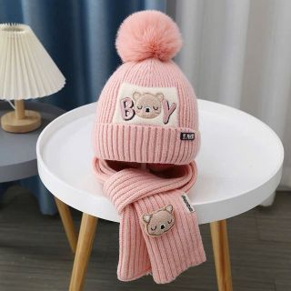 Mũ trẻ em mũ kèm khăn quàng cổ dành cho bé từ 1 đến 6 tuổi, mũ kèm khăn cổ ấm áp mùa đông cho bé