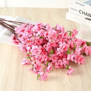 Cành Hoa Đào Giả mai vàng bằng lụa dài 65cm Trang Trí Nhà Cửa năm mới