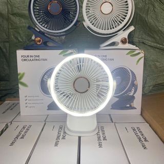 Quạt kẹp có đèn led tích điện có đế để bàn , 3 chế độ quạt có đèn led siêu tiết kiệm