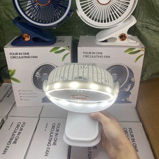 Quạt kẹp có đèn led tích điện có đế để bàn , 3 chế độ quạt có đèn led siêu tiết kiệm