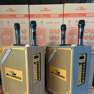LOA KÉO KIOMIC K-98 BLUETOOTH KARAOKE K98 (360X270X510MM) KÈM 2 MICRO KHÔNG DÂY MẪU MỚI 2024 CHUI SẠC TYPE C [BH 6 THÁNG]