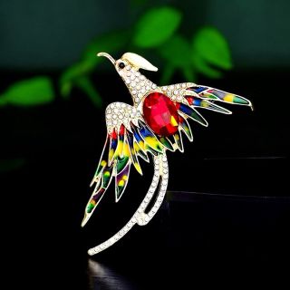 [Ảnh thật] Ghim cài áo hình Phượng Hoàng tráng men đính đá thời trang cao cấp dành cho nam nữ - 6.1cm