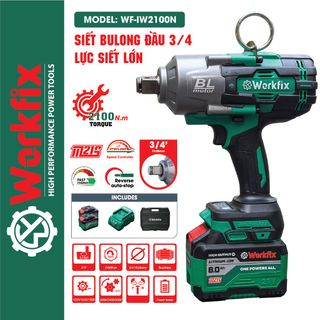 Máy Siết Bulong WORKFIX WF-IW2100N,Lõi Đồng 100%, Đầu 3/4 Lực Siết Khủng 2100nm, Mở Bulong Xe Tải, Lực Khủng