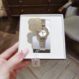 MÓN QUÀ VALENTINE ĐỒNG HỒ NỮ CHÍNH HÃNG SCOTI DÂY THÉP MẶT CỎ BỐN LÁ NẮP