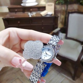 MÓN QUÀ VALENTINE ĐỒNG HỒ NỮ CHÍNH HÃNG SCOTI DÂY THÉP MẶT CỎ BỐN LÁ NẮP