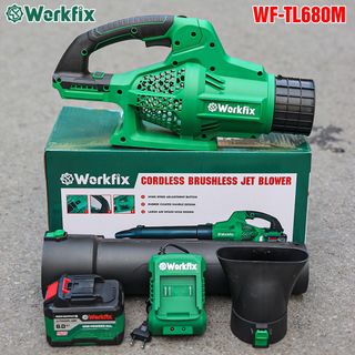 Máy Thổi Lá, Thổi Bụi Cao Cấp Workfix WF-TL680M, Chỉnh Tốc 6 Số, Động Cơ Không Chổi Than, Chân Pin Phổ Thông, M21, BỘ 1 PIN