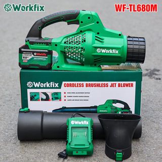 Máy Thổi Lá, Thổi Bụi Cao Cấp Workfix WF-TL680M, Chỉnh Tốc 6 Số, Động Cơ Không Chổi Than, Chân Pin Phổ Thông, M21, BỘ 1 PIN