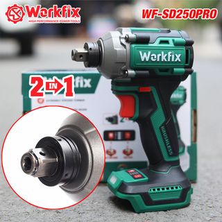 Thân Máy chuyên vít pin WORKFIX WF-SD250PRO, Đầu 2 trong 1, Lực siết 250N, bh Chính Hãng
