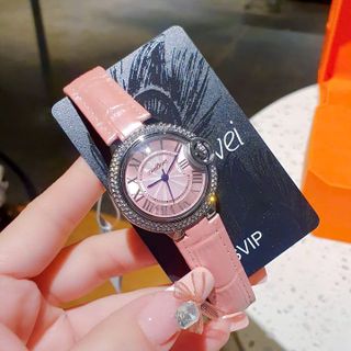 MÓN QUÀ VALENTINE ĐỒNG HỒ NỮ CHÍNH HÃNG COMLORVEI DÂY MẶT HỒNG VIỀN ĐÁ