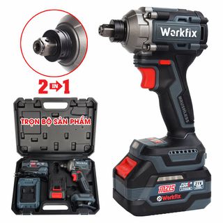 Máy chuyên vít pin WORKFIX WF-SD250PRO, Đầu 2 trong 1, Lực siết 250N, bh Chính Hãng