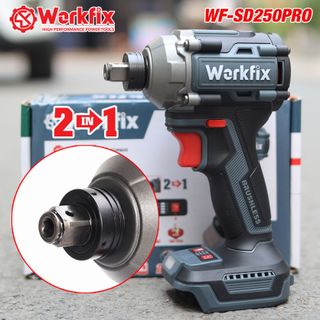 Máy chuyên vít pin WORKFIX WF-SD250PRO, Đầu 2 trong 1, Lực siết 250N, bh Chính Hãng