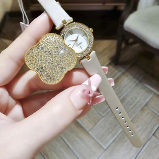 MÓN QUÀ VALENTINE ĐỒNG HỒ NỮ CHÍNH HÃNG SCOTI DÂY DA MẶT CỎ BỐN LÁ NẮP