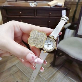 MÓN QUÀ VALENTINE ĐỒNG HỒ NỮ CHÍNH HÃNG SCOTI DÂY DA MẶT CỎ BỐN LÁ NẮP