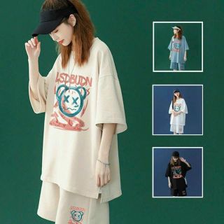 Set bộ đồ Thun Nam Thể Thao Mùa Hè in mặt Gấu Kiểu Dáng Năng Động Hàn Quốc