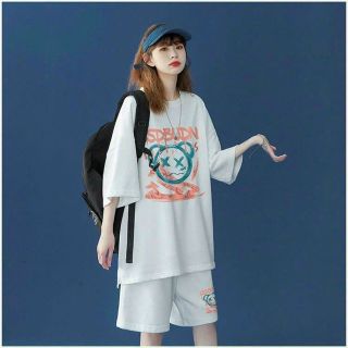 Set bộ đồ Thun Nam Thể Thao Mùa Hè in mặt Gấu Kiểu Dáng Năng Động Hàn Quốc