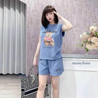 ￼Đồ Bộ Nữ Mùa Hè Dễ Thương không tay sát nách in chữ HELLO JOY - Đồ Bộ sát nách
