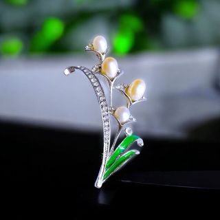 Ghim cài áo hình hoa tulip đính Ngọc trai nước ngọt sang trọng thời trang dành cho nam nữ