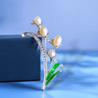 Ghim cài áo hình hoa tulip đính Ngọc trai nước ngọt sang trọng thời trang dành cho nam nữ