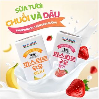Sữa Tươi Pasteur Hương Dâu & Chuối 1A Lotte - Thùng 24 Hộp Nhập Khẩu Hàn Quốc