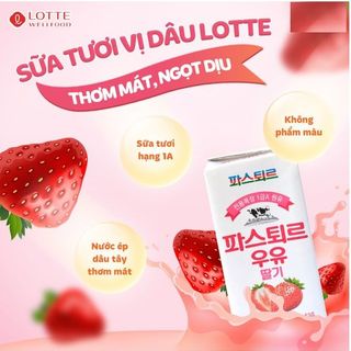 Sữa Tươi Pasteur Hương Dâu & Chuối 1A Lotte - Thùng 24 Hộp Nhập Khẩu Hàn Quốc