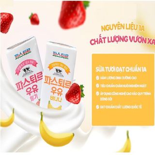 Sữa Tươi Pasteur Hương Dâu & Chuối 1A Lotte - Thùng 24 Hộp Nhập Khẩu Hàn Quốc