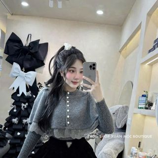 SÉT ÁO TĂM PHỐI CHOÀNG NGOÀI PHỐI REN QUẦN NHUNG BÍ KÈM PHỤ KIỆN SIÊU XINH CHO BẠN GÁI