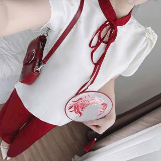 SÉT ÁO CỔ TÀU CỘT NƠ CỔ TAY CÁNH TIÊN CỰC XINH CHO NỮ