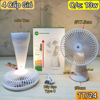 QUẠT SẠC TÍCH ĐIỆN XOAY 4 TỐC ĐỘ DP 7687