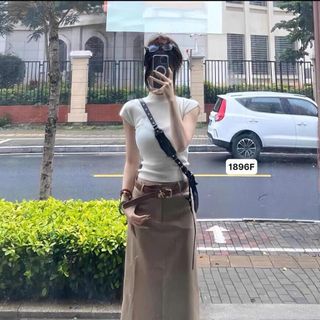 SÉT ÁO THUN VÁY KAKI KÈM NỊT SIÊU XINH CHO BẠN GÁI