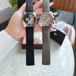 MÓN QUÀ VALENTINE ĐỒNG HỒ NAM TRUNG CẤP TAG HEU DÂY DA MẶT CHONOGRAP