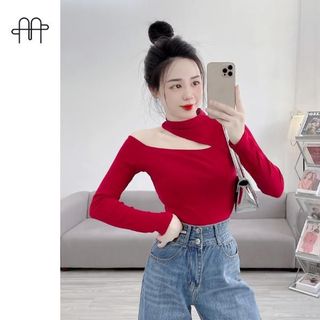 B25-Áo thun Borip Nữ khoét vai tay dài Women