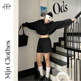 SET BỘ CROPTOP nỉ bông thu đông ( Màu Đen) - Mịn clothes