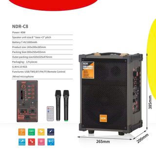 Loa Bluetooth Karaoke NDR- C8 kèm 2 mic