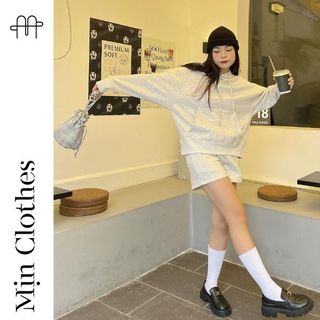 SET BỘ NỈ HOODIE thu đông (Màu Xám Muối Tiêu) - Mịn Clothes