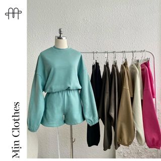 SET Bộ nỉ thu đông CROPTOP CC (Đủ bảng màu) nỉ bông cotton ĐL 350gsm - Mịn Clothes Áo Nữ