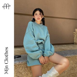 SET Bộ nỉ thu đông CROPTOP CC (Đủ bảng màu) nỉ bông cotton ĐL 350gsm - Mịn Clothes Áo Nữ
