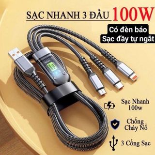 DÂY SẠC 3IN1 - 100W - CÓ ĐÈN LED