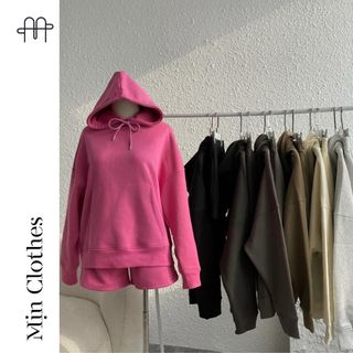 SET BỘ nỉ thu đông HOODIE TRƠN (Đủ bảng màu) nỉ bông cotton ĐL 350gsm - Mịn clothes Áo Nữ