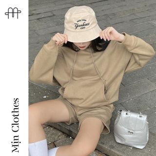SET BỘ nỉ thu đông HOODIE TRƠN (Đủ bảng màu) nỉ bông cotton ĐL 350gsm - Mịn clothes Áo Nữ